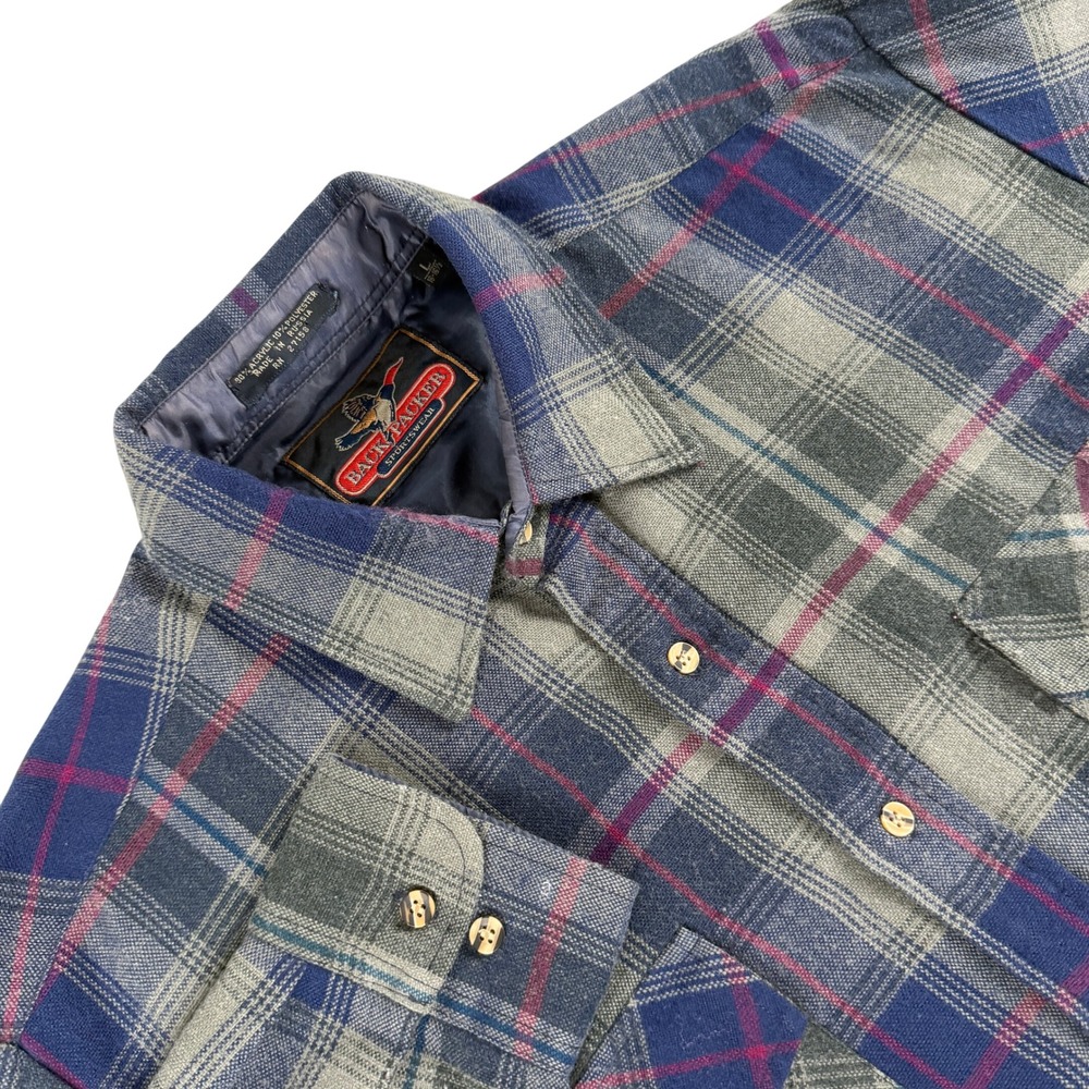 Vintage Backpacker‎ Sportswear Flannel Shirt Mens XL Gray Plaid Acrylic Russia